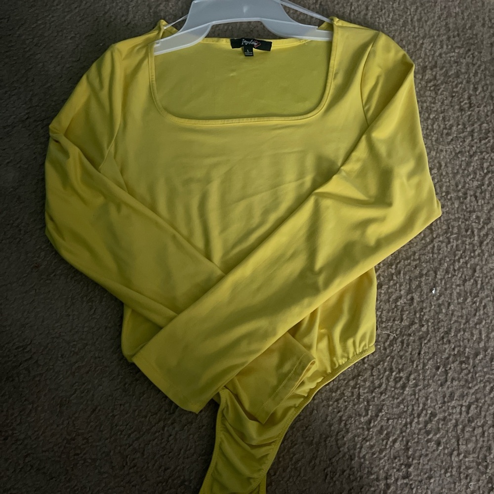 Yellow Fitted Long Sleeve Bodysuit